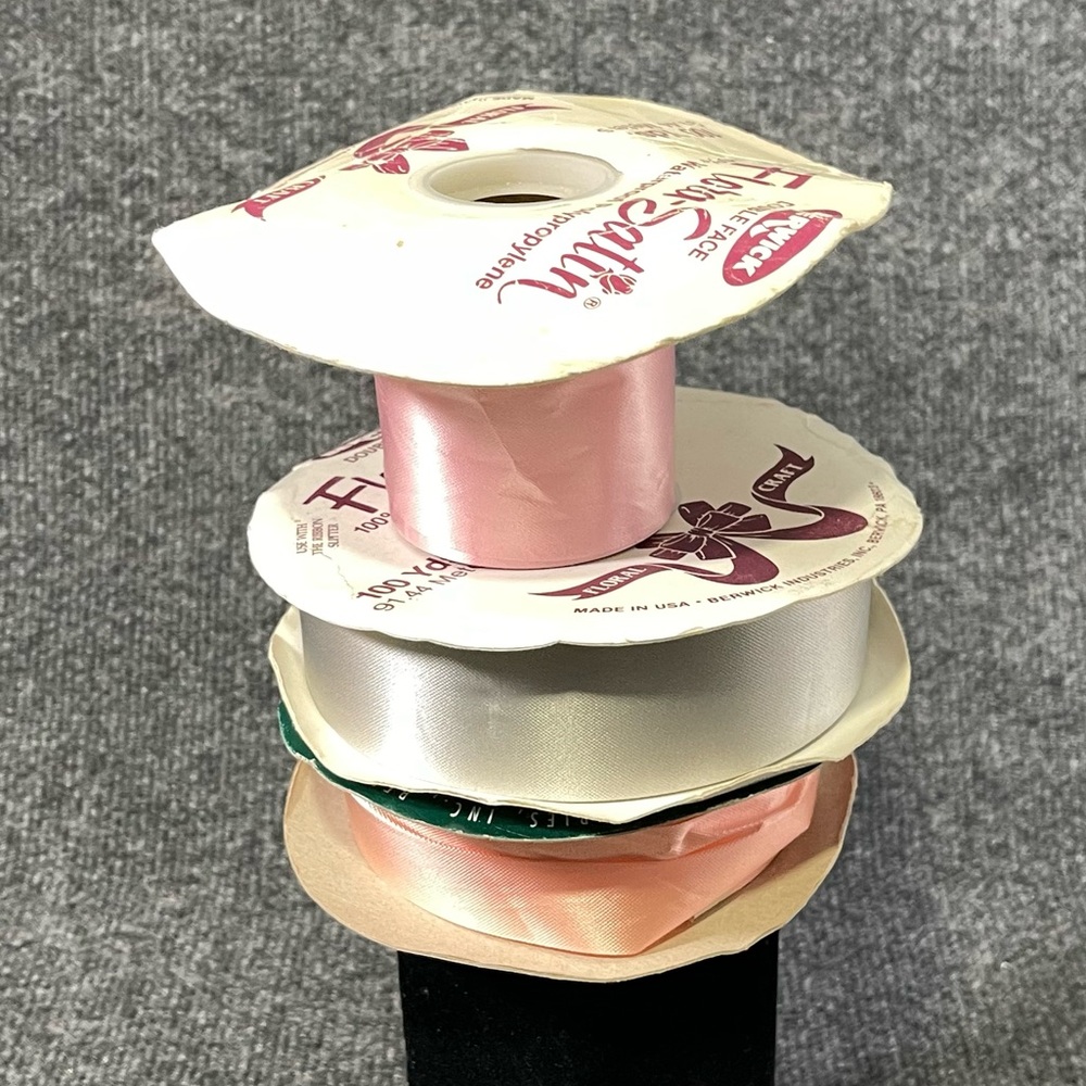 Bundle Flora-Satin Silver, Melon and Pink Ribbon Roll